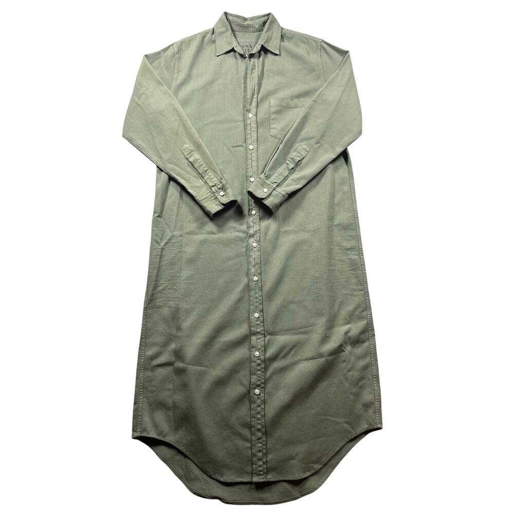 Frank & Eileen Rory Shirt Dress Women's Small Olive Green Button Up Long Sleeves
